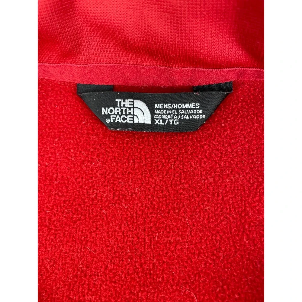 The North Face Quarter Zip Pullover Mens XL Red Grey‎ Fleece Lined Softshell